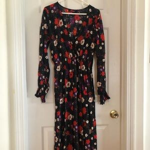 Floral v neck long dress